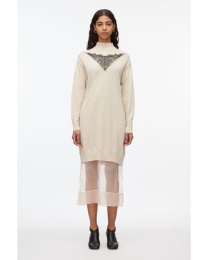 3.1 Phillip Lim Mockneck Knit Dress With Lace Inlay - Natural