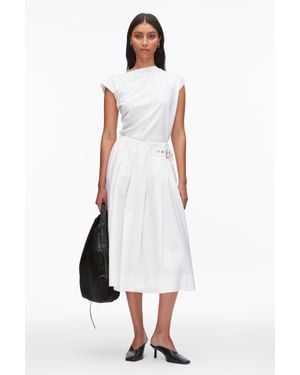 3.1 Phillip Lim Belted Gathered Midi Skirt - White