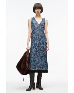 3.1 Phillip Lim Abstract Tiger Embellished Midi Dress - Blue