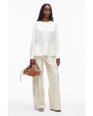 3.1 Phillip Lim Floral Jacquard Fray Hem Blouse - White