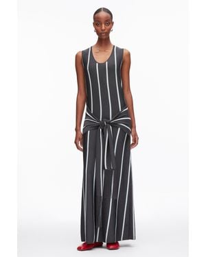 3.1 Phillip Lim Stripe Midi Dress With Fringe Waist Tie - Multicolor