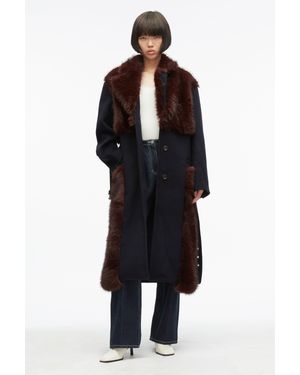 3.1 Phillip Lim Faux Fur Melton Coat - Black