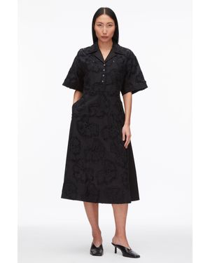 3.1 Phillip Lim Embroidered Midi Shirt Dress - Black