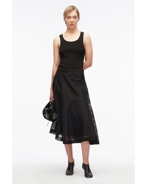 3.1 Phillip Lim Floral Organza Midi Skirt - Black