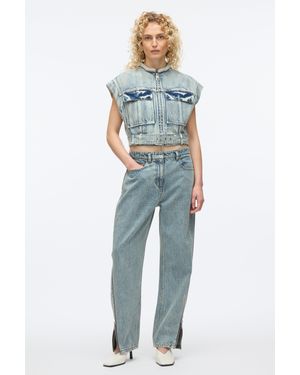 3.1 Phillip Lim Denim Vest With Crystal Necklace - Blue