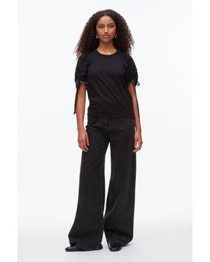 3.1 Phillip Lim Ruched T-Shirt With Poplin Back - Black