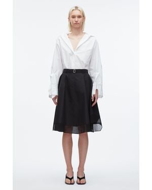 3.1 Phillip Lim Belted Flounce Skirt With Chiffon Combo - White