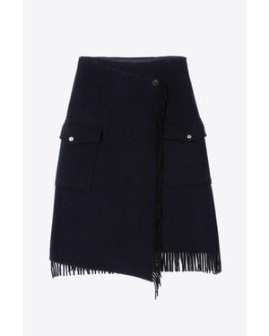 3.1 Phillip Lim Wool Blanket Hem Midi Skirt - Blue