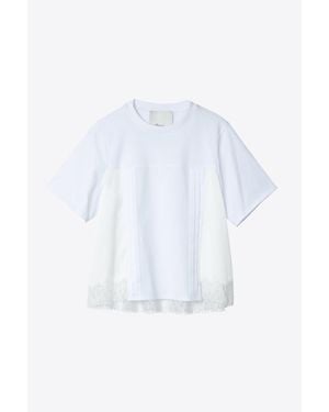 3.1 Phillip Lim Satin Lace Combo T-Shirt - White