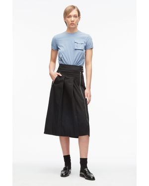 3.1 Phillip Lim Tweed Twill Pleated Midi Skirt - Black