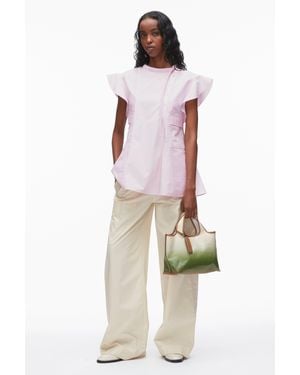 3.1 Phillip Lim Tonal Poplin Blouse With Oxford Combo - Red