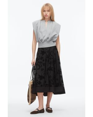 3.1 Phillip Lim Flocked Organza Midi Skirt - White
