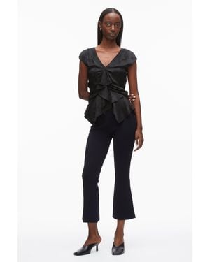 3.1 Phillip Lim Floral Jacquard Draped Handkerchief Top - Black