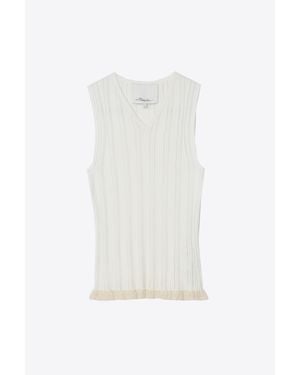 3.1 Phillip Lim Variegated Rib Sleeveless Top - White
