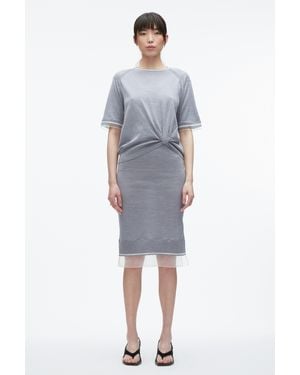3.1 Phillip Lim French Tuck Knit Dress With Organza - Gray