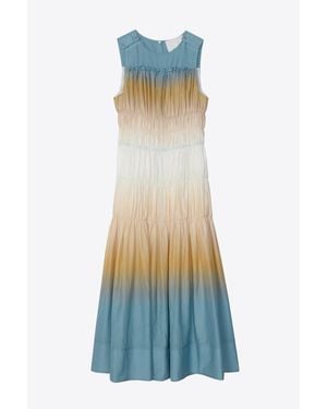 3.1 Phillip Lim Ombré Voile Gathered Maxi Dress - Blue