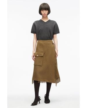 3.1 Phillip Lim Wool Blanket Hem Midi Skirt - Natural