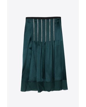 3.1 Phillip Lim Satin Slip Skirt With Crystal Inlay Embellishment - Green