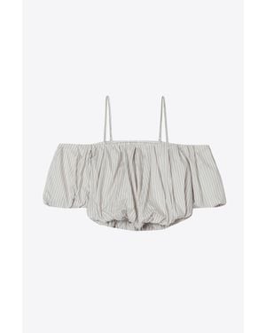 3.1 Phillip Lim Striped Off Shoulder Cotton Top - Multicolor