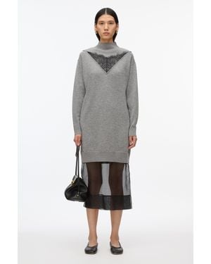 3.1 Phillip Lim Mockneck Knit Dress With Lace Inlay - Gray