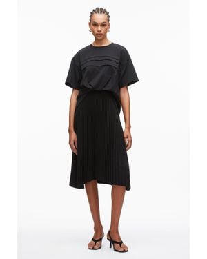 3.1 Phillip Lim Pleated Tucked T-Shirt Combo Dress - Black
