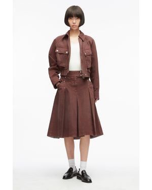 3.1 Phillip Lim Pleated Denim Midi Skirt - Brown