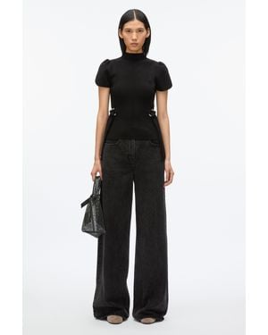 3.1 Phillip Lim Compact Rib Tulip Top - Black