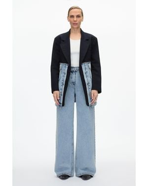 3.1 Phillip Lim Deinim Oversized Hybrid Blazer With Ties - Blue