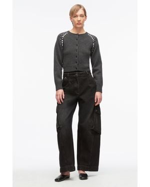 3.1 Phillip Lim Compact Wool Studded Cardigan - Black