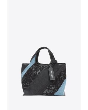 3.1 Phillip Lim Lace Patchwork Mini Market Tote - Black