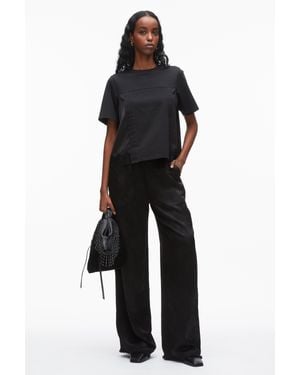 3.1 Phillip Lim Satin Lace Combo T-Shirt - Black