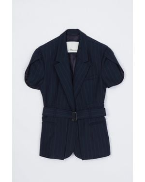 3.1 Phillip Lim Pinstripe Tulip Sleeve Blazer - Blue