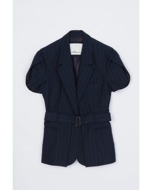 3.1 Phillip Lim Pinstripe Tulip Sleeve Blazer - Blue