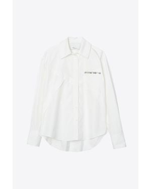 3.1 Phillip Lim Poplin Oversize Shirt With Embellished Pockets - White