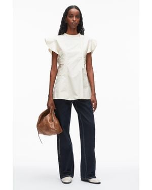 3.1 Phillip Lim Tonal Poplin Blouse With Oxford Combo - Green
