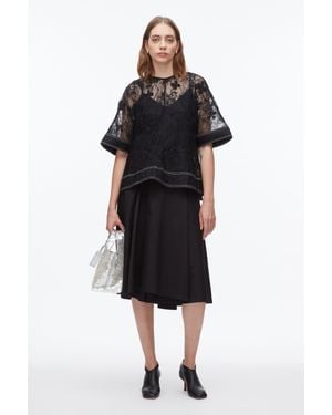 3.1 Phillip Lim Dimensional Lace Flounce Top - Black