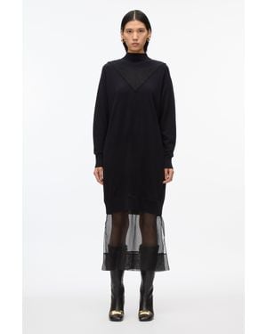3.1 Phillip Lim Mockneck Knit Dress With Lace Inlay - Gray