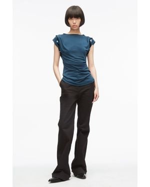 3.1 Phillip Lim Embellished Drape Jersey Top - Blue