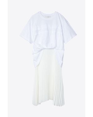 3.1 Phillip Lim Pleated Tucked T-Shirt Combo Dress - White