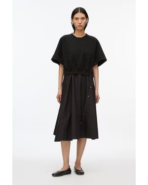 3.1 Phillip Lim Short Sleeve French Terry Combo Dress - Black