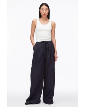 3.1 Phillip Lim Structured Cotton Pull On Straight Leg Pants - Blue