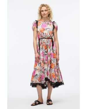 3.1 Phillip Lim Floral Collage Soft Tulip Sleeve Dress - White