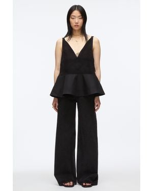 3.1 Phillip Lim Chiffon Peplum Tank With Lace - Black