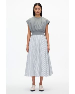 3.1 Phillip Lim Sweatshirt Combo Dress With Pleated Skirt - White