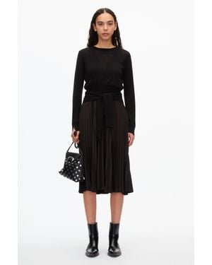 3.1 Phillip Lim Combo Pleated Dress With Tie Waist - Black