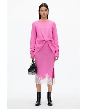3.1 Phillip Lim French Tuck Knit Dress With Lace Trim - Pink