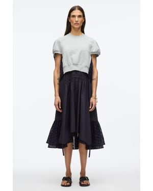 3.1 Phillip Lim French Terry Dress With Broderie Anglaise Md Heather - White