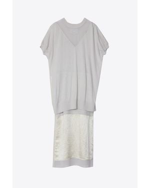 3.1 Phillip Lim Short Sleeve Multi-Combo Embellished Dress With Snaps - White