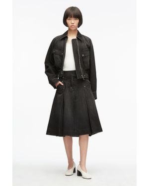 3.1 Phillip Lim Pleated Denim Midi Skirt - Black
