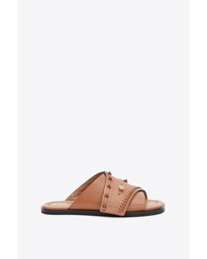 3.1 Phillip Lim Crossover Slide Sandal With Leather Craft - Brown